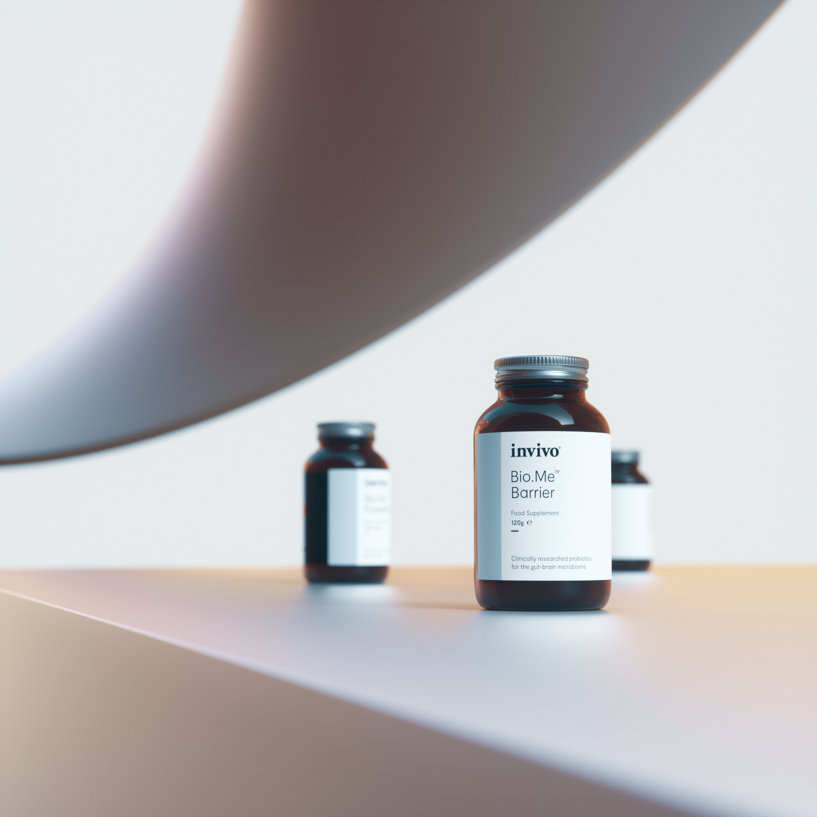 Invivo Bio.Me Barrier bottles on a pastel display