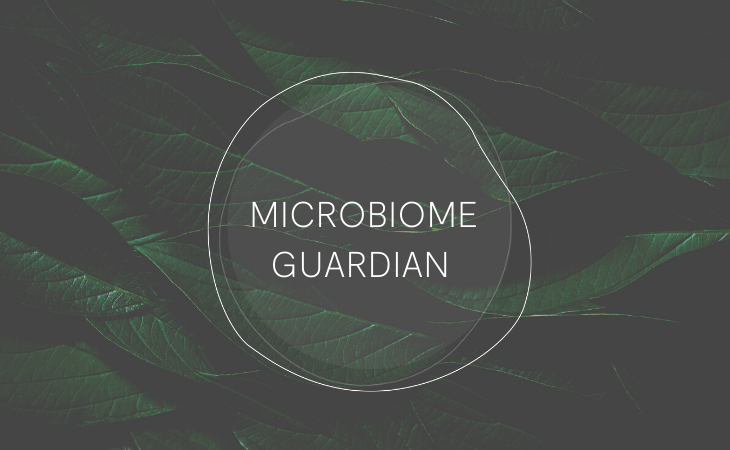 Microbiome Guardian title card on a dark fern background
