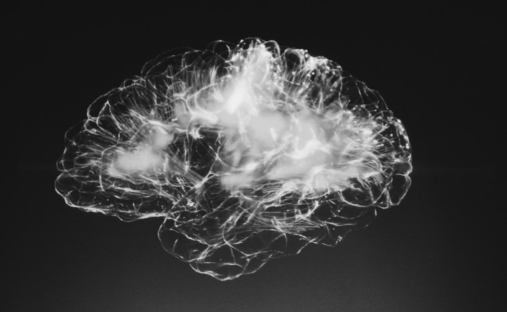 Illustration of the human brain on a black background